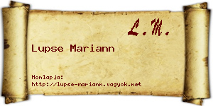 Lupse Mariann névjegykártya